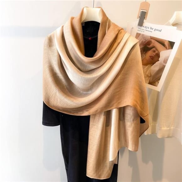 Accessories - Women Gradient Scarf Long Shawls Wraps Lightweight Khaki